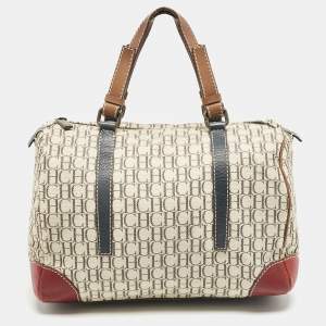 Pre Owned Carolina Herrera Multicolor Monogram Canvas and Leather Andy Boston Bag