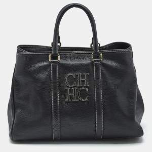Carolina Herrera Black Leather Large Matteo Tote