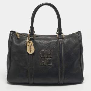 Pre Owned Carolina Herrera Black Leather Matteo Satchel