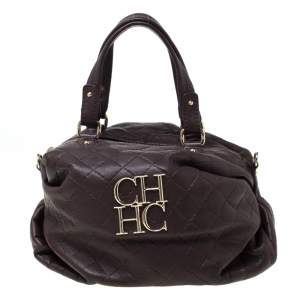 Carolina Herrera Dark Burgundy Quilted Leather Satchel