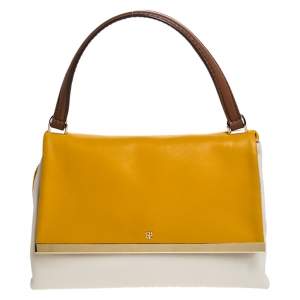 Carolina Herrera Bicolor Leather Top Handle Bag