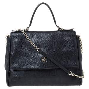 Carolina Herrera Black Leather Minueto Flap Bag
