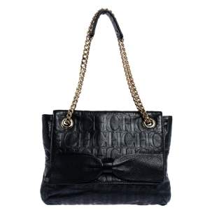 Pre Owned Carolina Herrera Black Leather Audrey Shoulder Bag