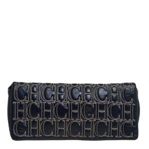 Pre Owned Carolina Herrera Dark Blue Leather Jerry Clutch