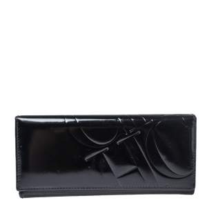 Pre Owned Carolina Herrera Black Patent Leather Continental Wallet