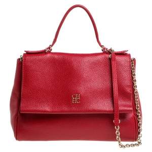 Carolina Herrera Red Leather Minueto Flap Bag