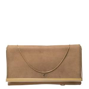 Pre Owned Carolina Herrera Beige Nubuck Chain Clutch