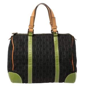 Pre Owned Carolina Herrera Multicolor Signature Canvas and Leather Andy Boston Bag