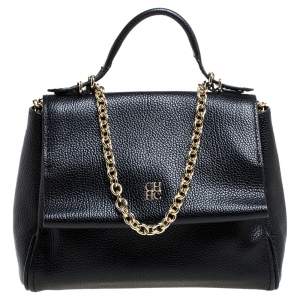 Carolina Herrera Black Leather Mini Minuetto Flap Bag