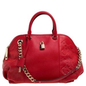 Pre Owned Carolina Herrera Red Leather Dahlia Satchel