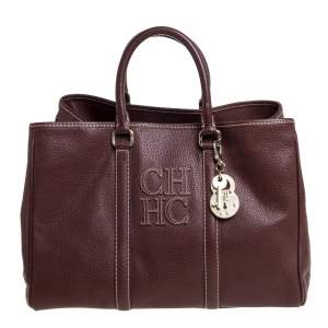 Pre Owned Carolina Herrera Brown Pebbled Leather Matteo Tote