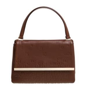 Carolina Herrera Brown Leather Top Handle Bag