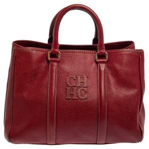 Pre Owned Carolina Herrera Red Leather Matteo Tote