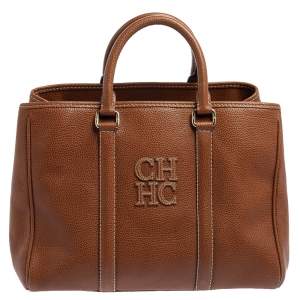 Pre Owned Carolina Herrera Brown Leather Matteo Tote