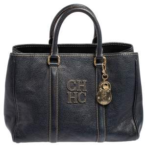 Pre Owned Carolina Herrera Blue Leather Andy Tote
