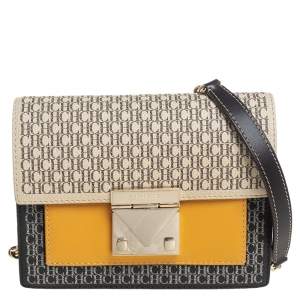 Pre Owned Carolina Herrera Multicolor Signature Coated Canvas and Leather Small Carry on Bandoulière Bag