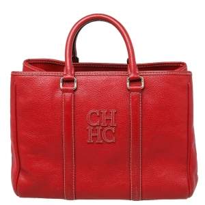 Pre Owned Carolina Herrera Red Leather Matteo Tote