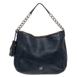 CH Carolina Herrera Blue Leather Tassel Shoulder Bag