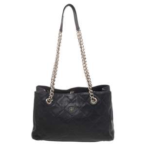 Pre Owned Carolina Herrera Black Leather Chain Shoulder Bag