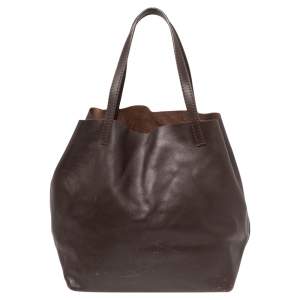 Pre Owned Carolina Herrera Dark Brown Leather Matryoshka Tote