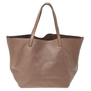Pre Owned Carolina Herrera Beige Monogram Leather Matryoshka Tote