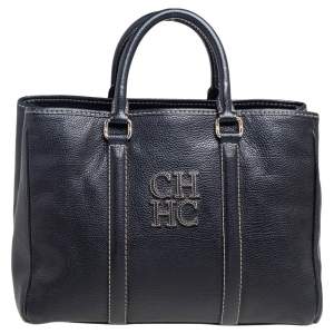 Pre Owned Carolina Herrera Black Leather Medium Matteo Tote
