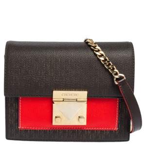 Pre Owned Carolina Herrera Brown/Red Small Carry on Bandoulière Bag