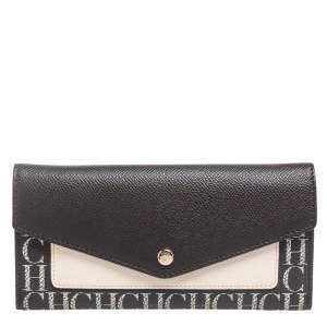 Pre Owned Carolina Herrera Beige/Brown Leather Envelope Wallet