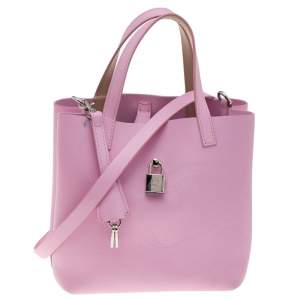 Pre Owned Carolina Herrera Pink Leather XS Matryoshka Locked Tote