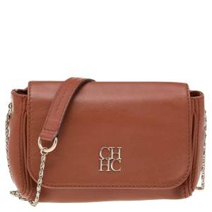 Carolina Herrera Brown Leather Crossbody Bag
