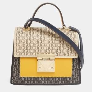 Pre Owned CH Carolina Herrera Multicolor Monogram Coated Canvas and Leather Top Handle Bag