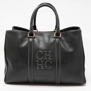 Pre Owned Carolina Herrera Black Leather Large Matteo Tote