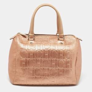 Carolina Herrera Metallic Leather Andy Boston Bag