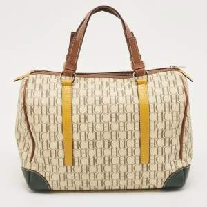 Pre Owned Carolina Herrera Multicolor Monogram Coated Canvas and Leather Andy Boston Bag
