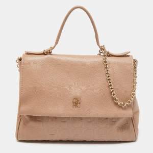 Carolina Herrera Beige Leather Minuetto Top Handle Bag