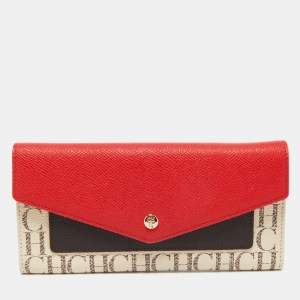 Carolina Herrera Tricolor Monogram Coated Canvas and Leather Envelope Flap Wallet