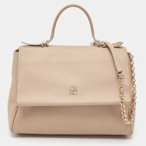 Carolina Herrera Beige Leather Minueto Flap Top Handle Bag