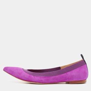 Carolina Herrera Purple Suede Pointed Toe Ballet Flats Size 37
