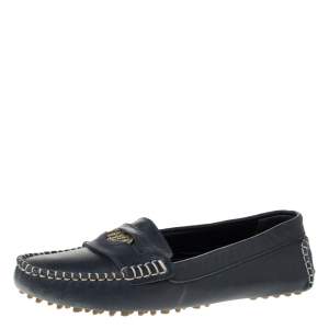 Carolina Herrera Navy Blue Leather Loafers Size 39