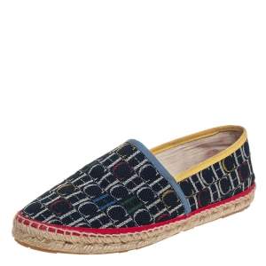 Pre Owned Carolina Herrera Blue Monogram Canvas Espadrilles Size 39