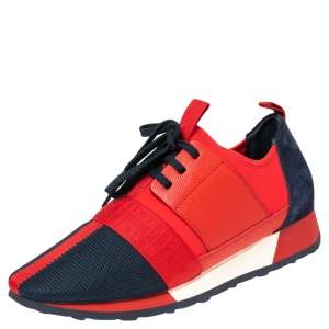 Pre Owned Carolina Herrera Multicolor  Fabric, Leather, and Suede Low Top Sneakers Size 38