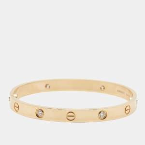 Cartier Love 4 Diamonds 18k Yellow Gold Bracelet 17