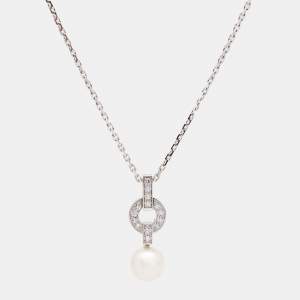 Pre Owned Cartier Himalia Cultured Pearl Diamonds 18k White Gold Necklace