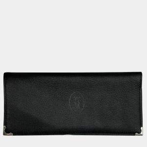 Cartier Black Leather Long Wallet