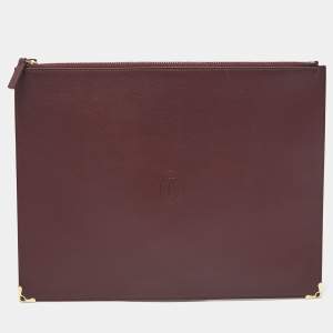 Cartier Burgundy Leather Must de Cartier Flat Pouch 
