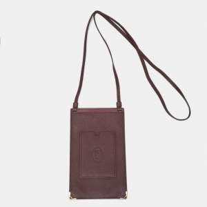 Pre Owned Cartier Burgundy Leather Must de Cartier Phone Crossbody Bag