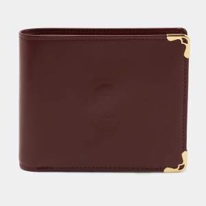 Pre Owned Cartier Burgundy Leather Must de Cartier Wallet