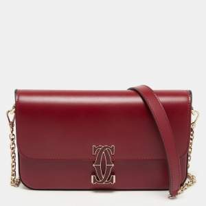 مملوكة مسبقًا Cartier Red Leather Double C de Cartier Shoulder Bag