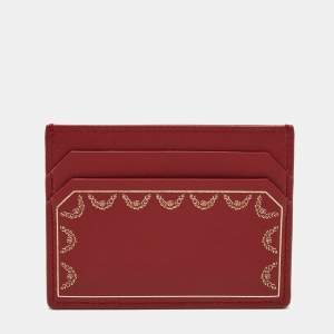 Pre Owned Cartier Red Leather Guirlande de Cartier Card Holder