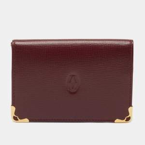 Cartier Burgundy Leather Must de Cartier Bifold Card Case